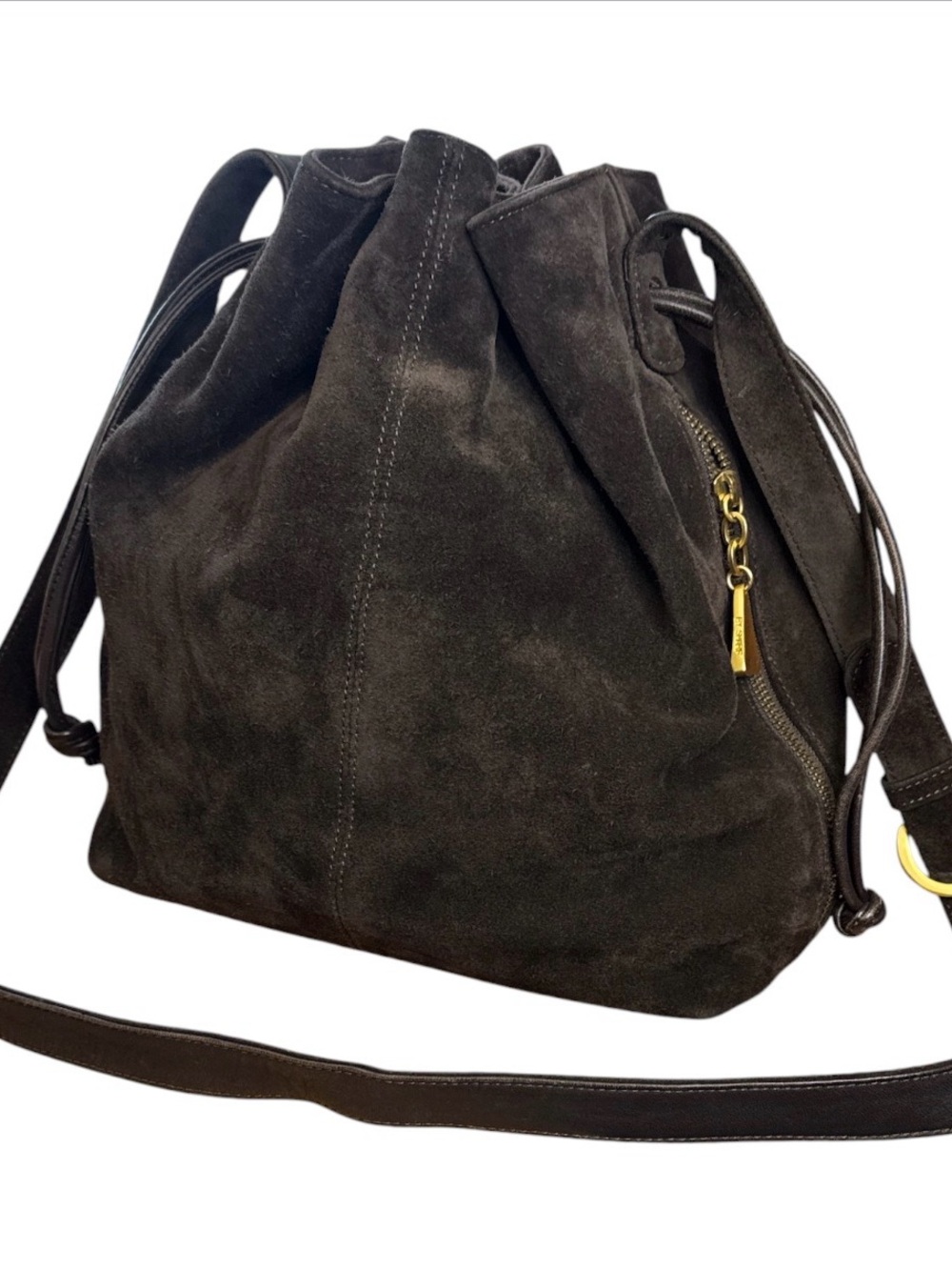 Americana by Sharif Drawstring Shoulder Bag in Dark Brown - Picture 2 of 6